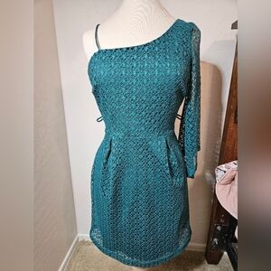 Elegant Teal One-Shoulder Dress